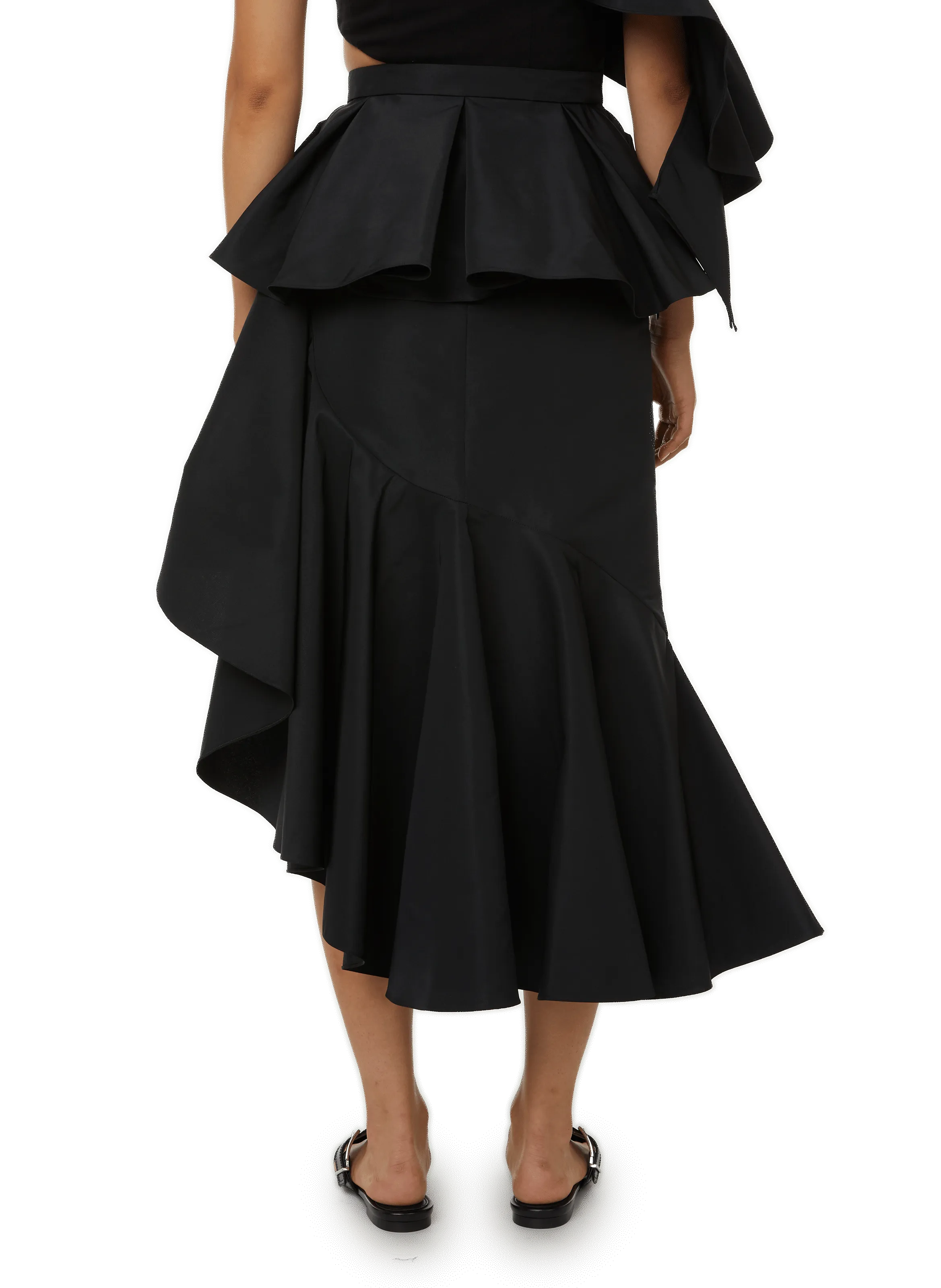 ALEXANDER MCQUEEN  Jupe mi-longue drapé  - Noir
