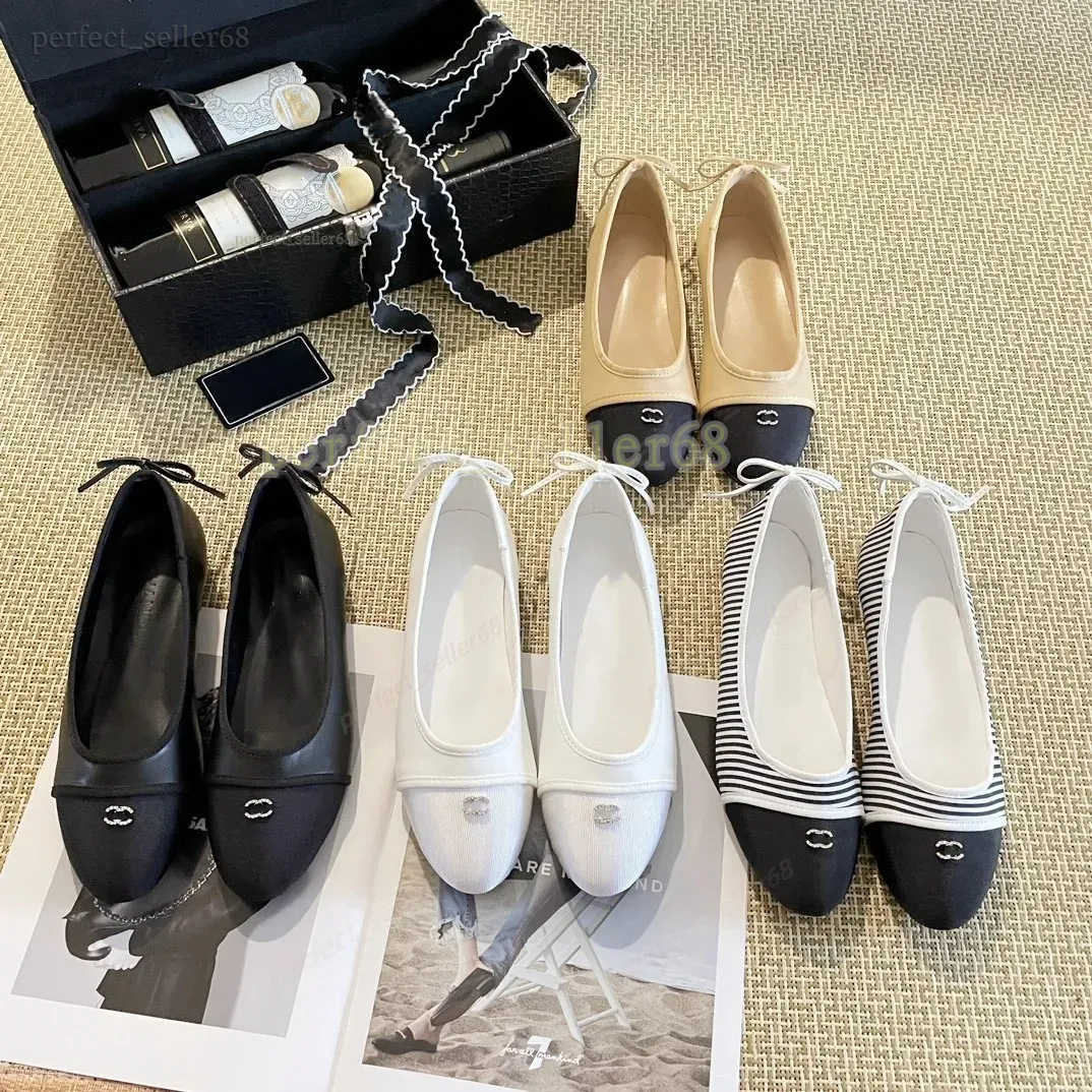 Ballet Appartements Français Paris Luxury Designer Pour Femmes Chaussures Noires Ballerine En Cuir Matelassé Ballerin Round Toes