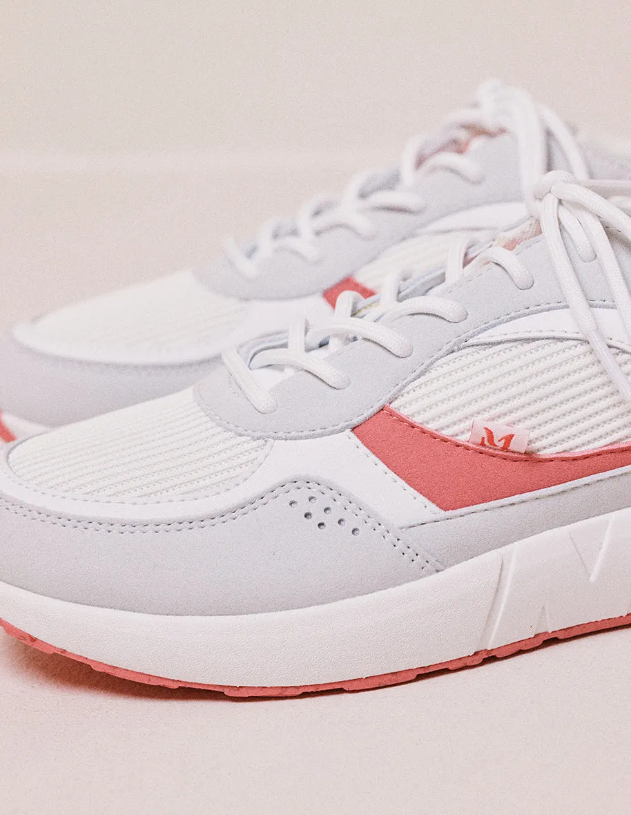 Baskets basses Marion - Cuir recyclé et suède vegan blanc corail