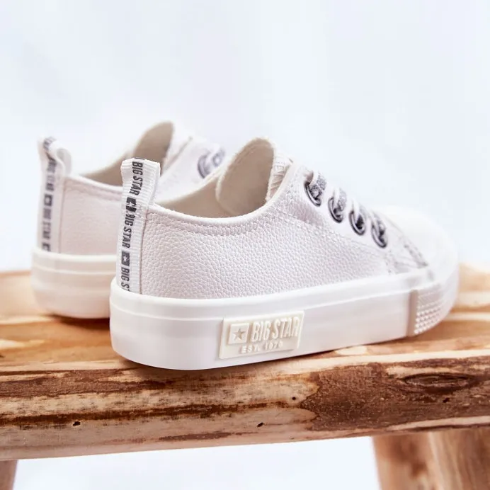 Baskets en cuir pour enfants Big Star KK374060 Blanc blanche