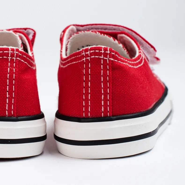 Baskets pour enfants Vico avec fermeture velcro rouge