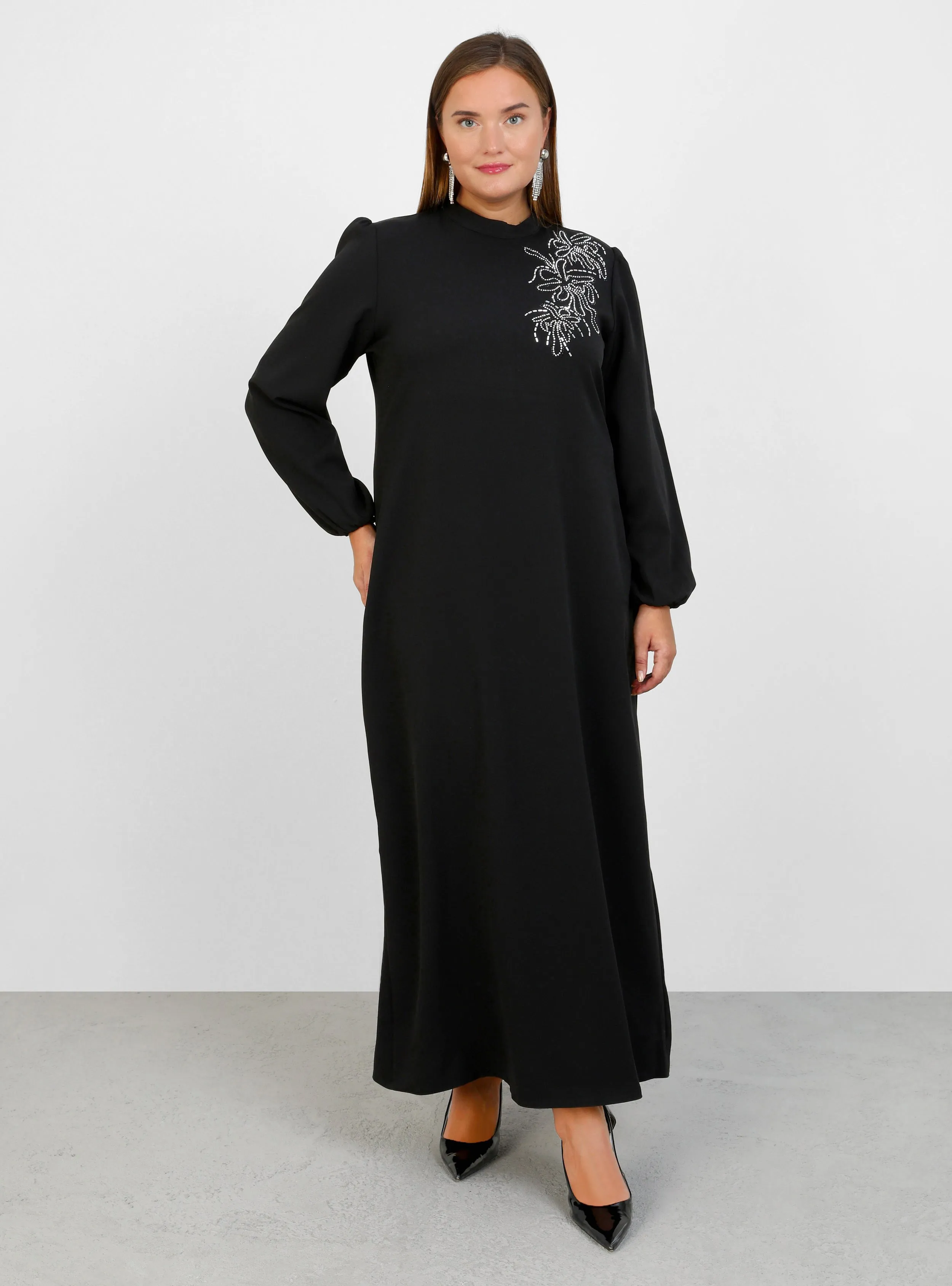 Black - Unlined - Plus Size Evening Dress