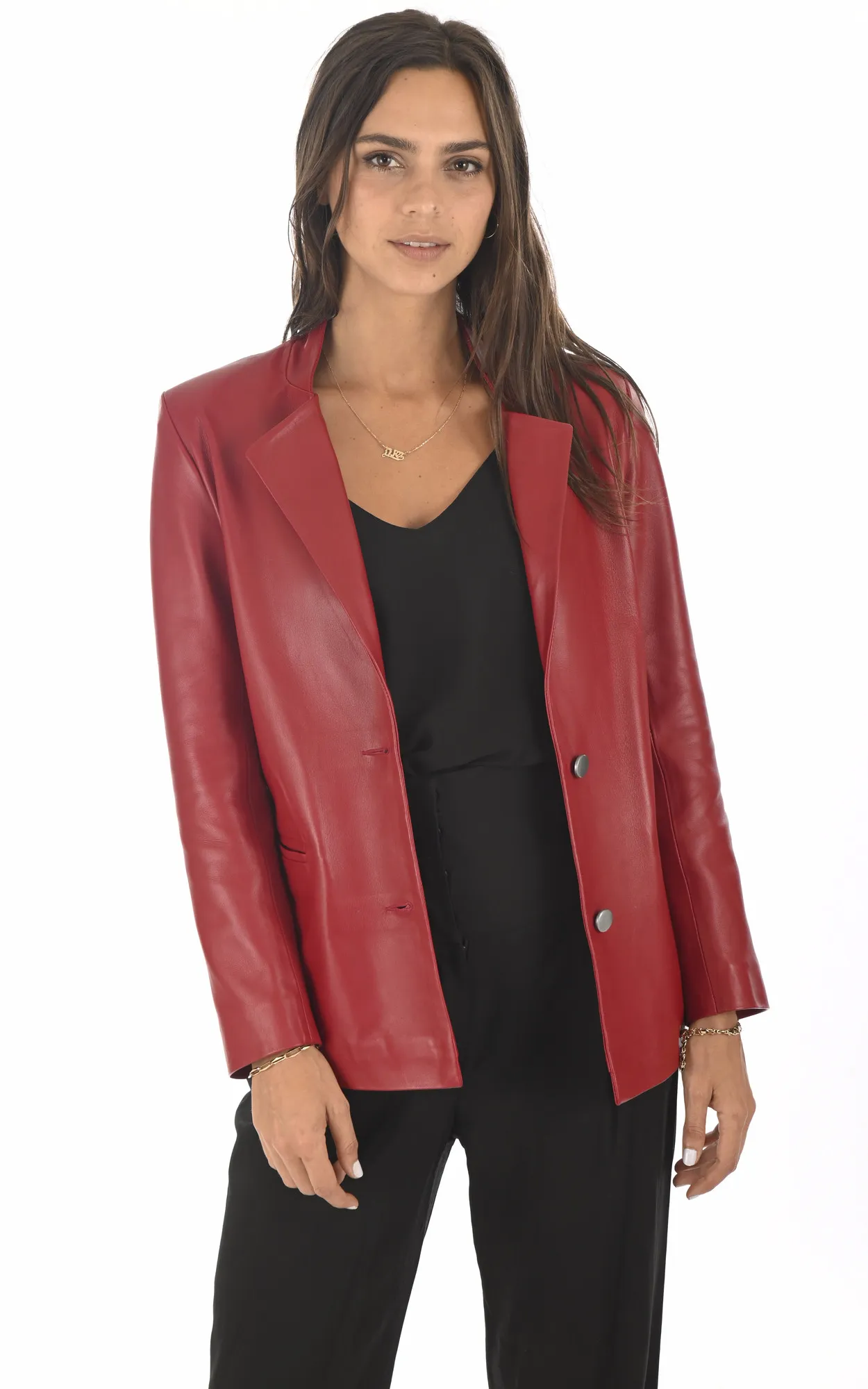Blazer agneau rouge La Canadienne - La Canadienne - Vestes et 3/4 Cuir Rouge