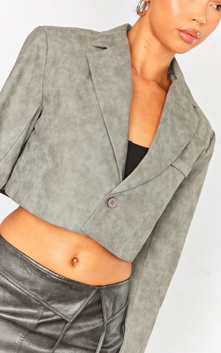 Blazer court  gris effet vieilli