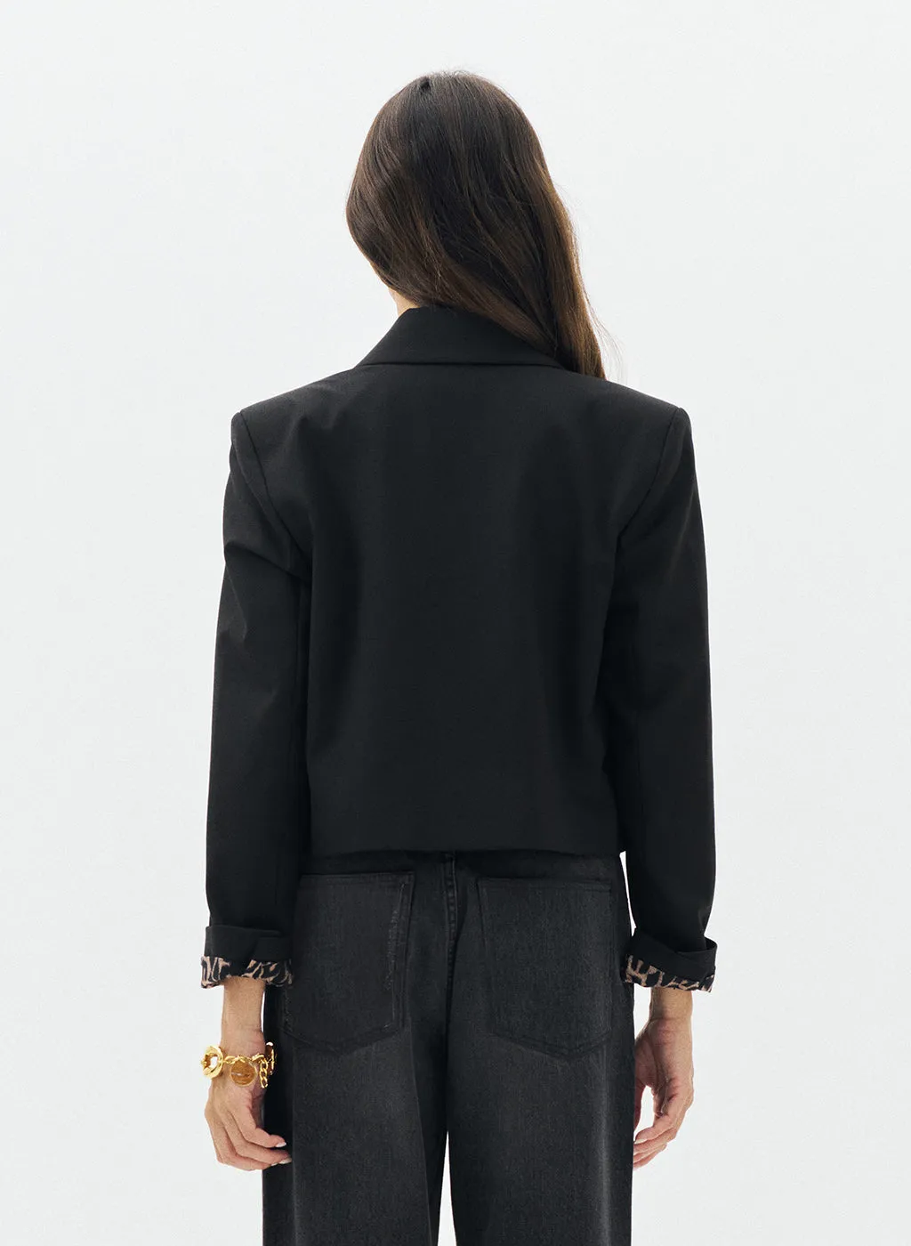 Blazer Mali noir avec doublure léopard