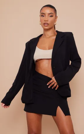Blazer oversize tissé noir à bouton