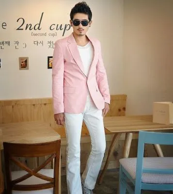 Blazer pour Homme Veste de Costume Rose Pâle