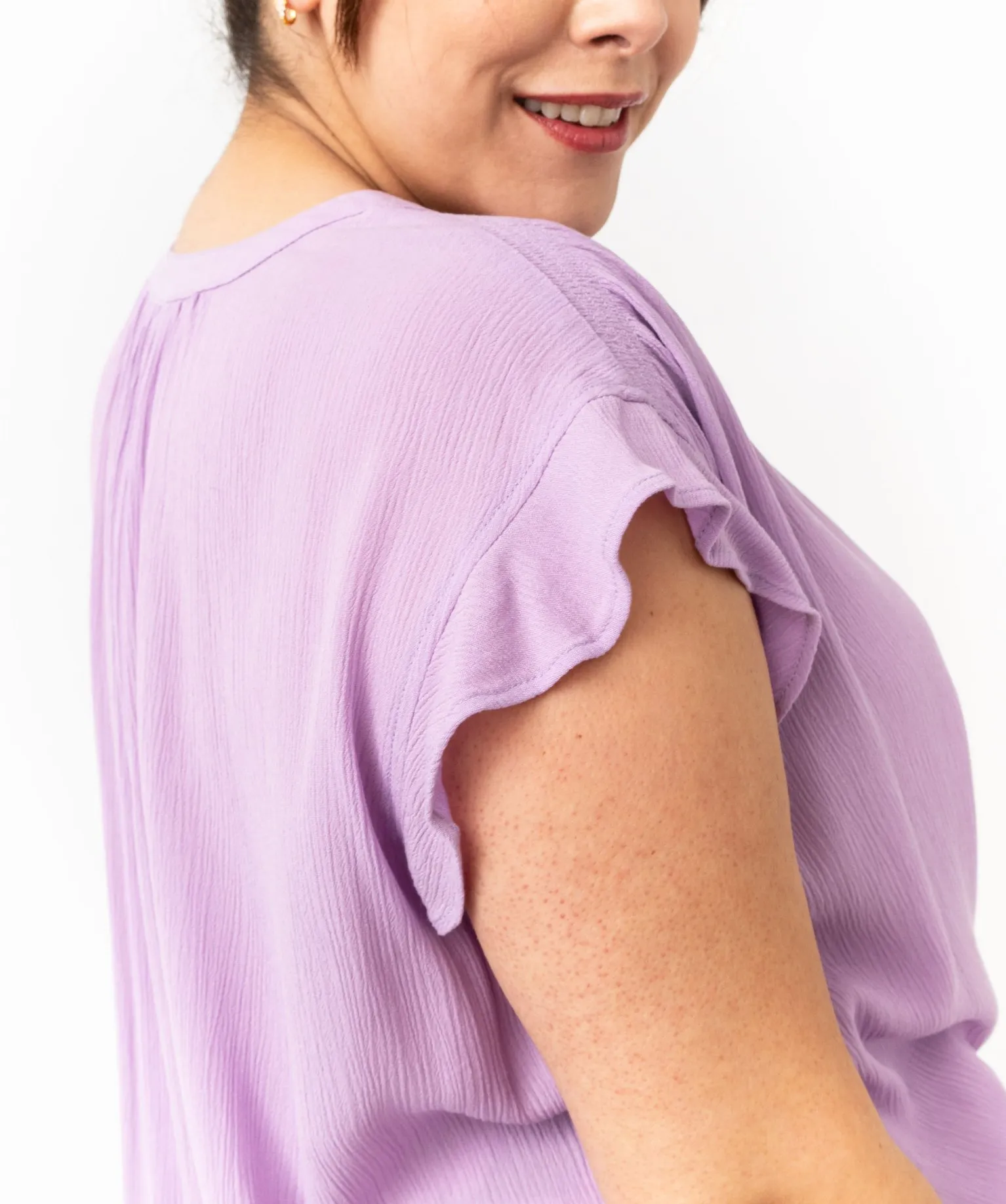 blouse a manches courtes a volants femme grande taille violet chemisiers et blouses