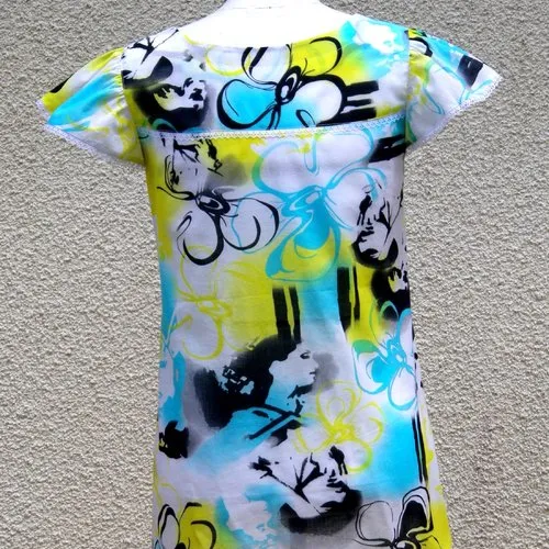 Blouse-tunique longue,manches ailerons,  top, haut femme.