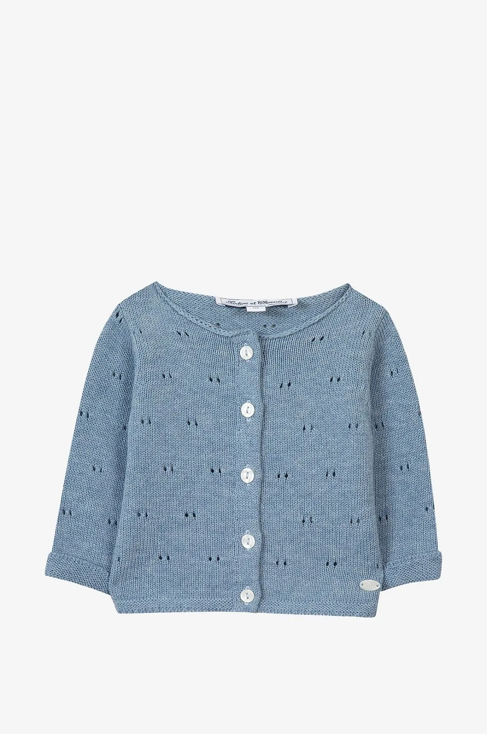 Cardigan bébé en maille ajourée