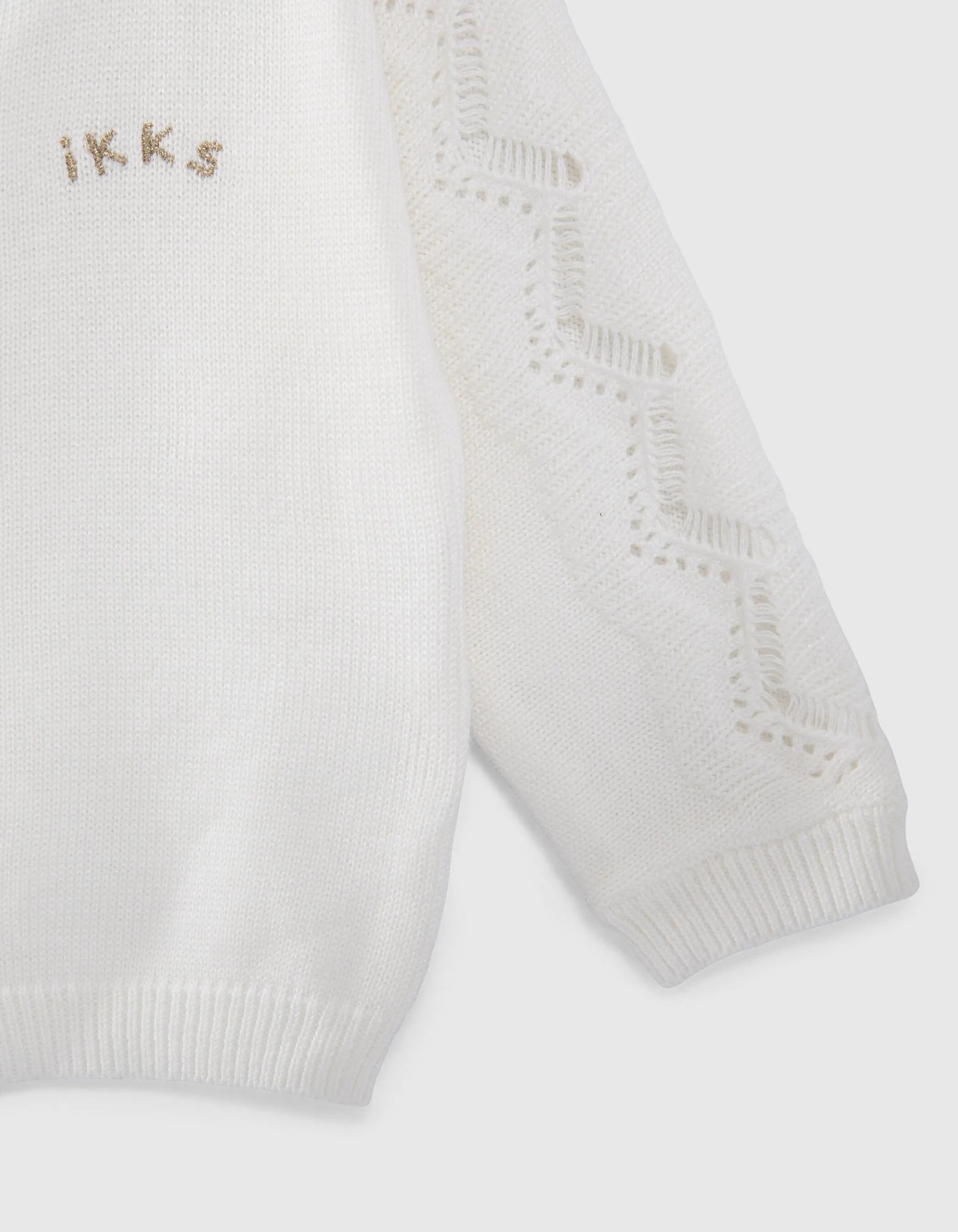 Cardigan écru tricot manches ajourées bébé fille