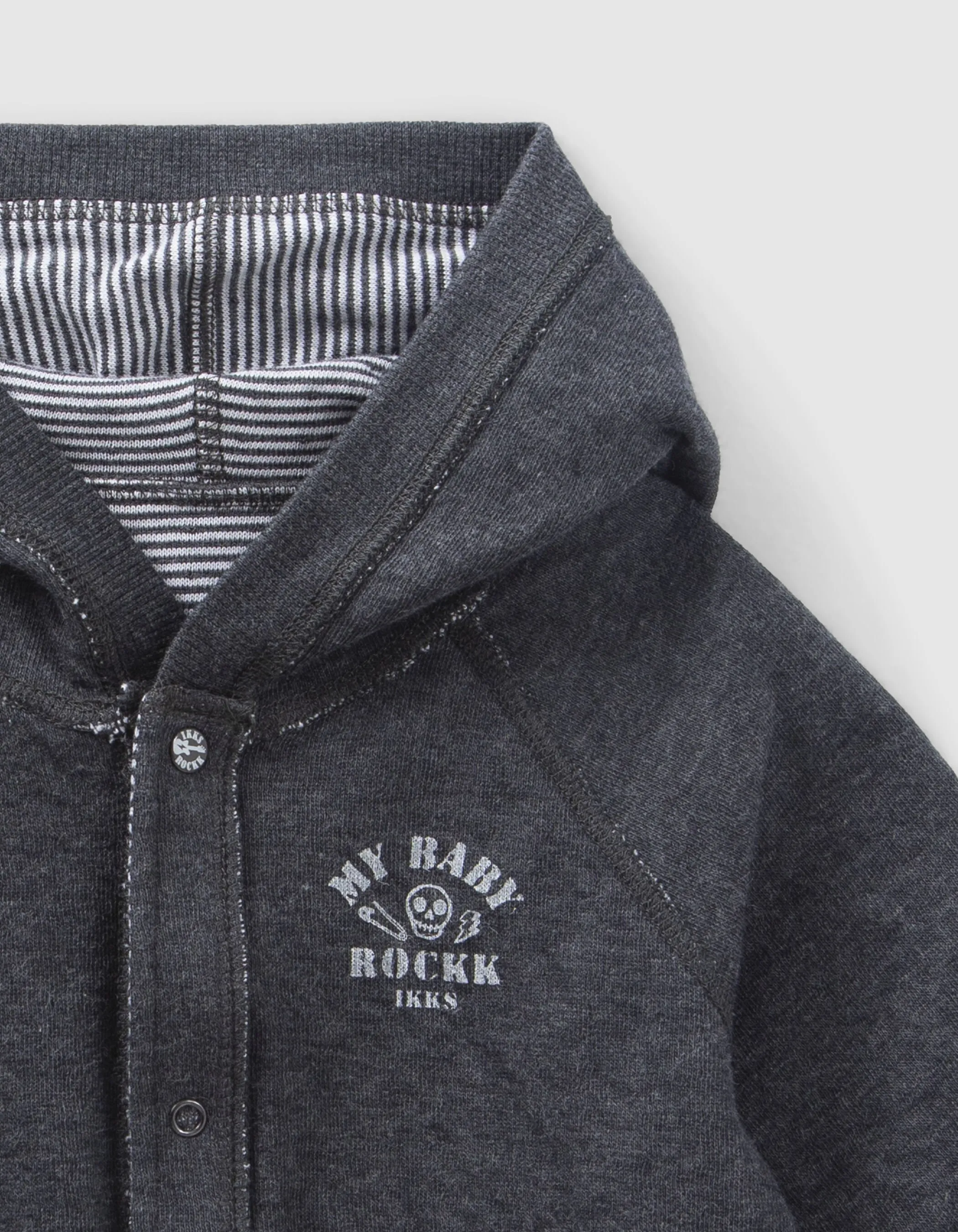 Cardigan réversible gris chiné et rayé coton bio bébé
