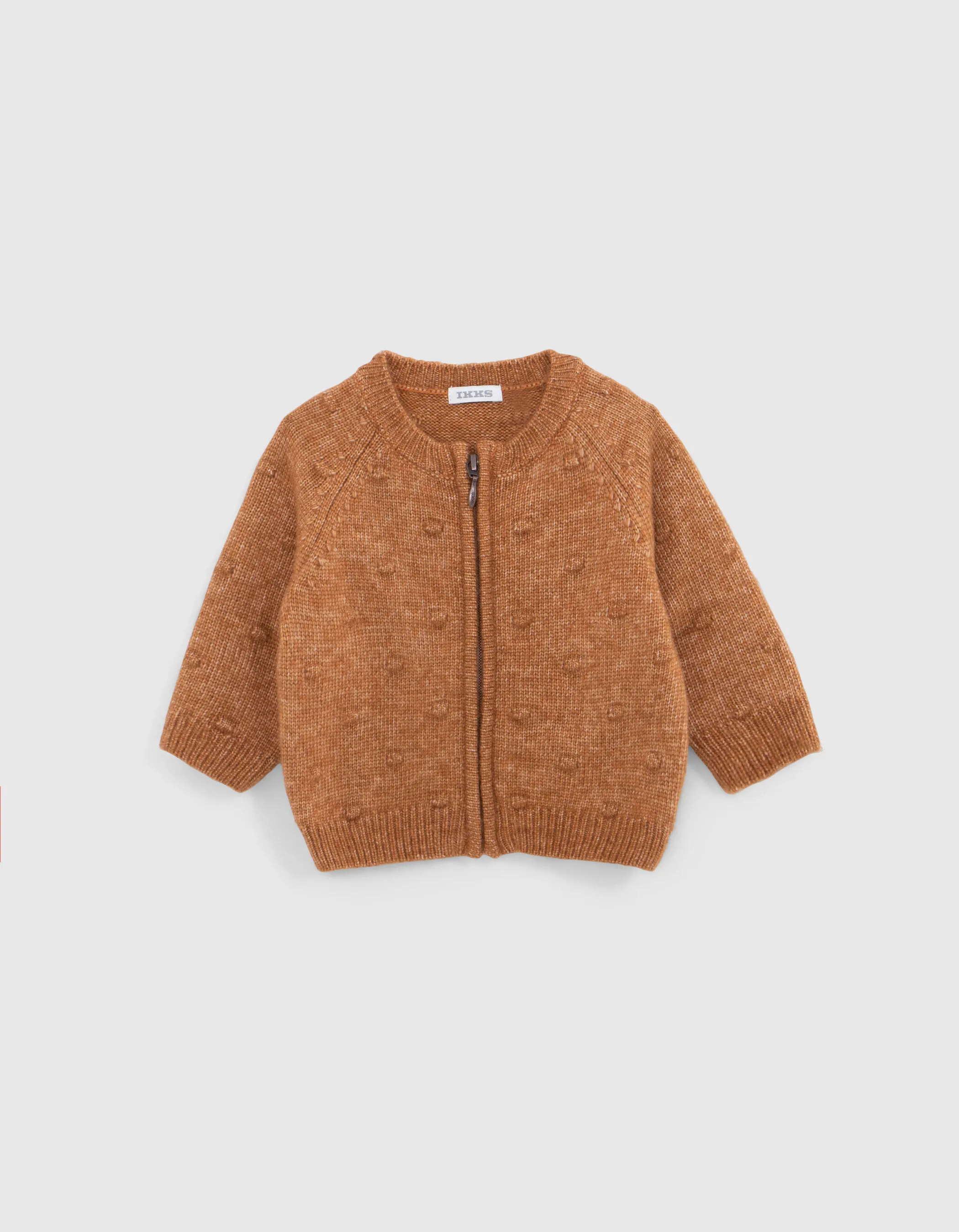Cardigan zippé camel tricot fantaisie bébé fille