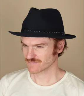 Chapeau fedore bleu marine laine - Player Woolfelt dark navy Stetson : Headict
