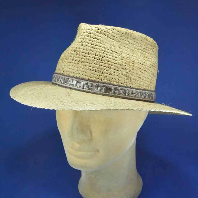 Chapeau raphia avec garniture tresse coton | Pour homme (ou femme)