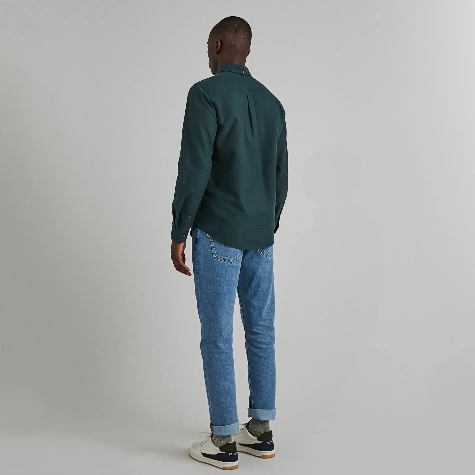 Chemise verte foncée en coton - modèle Ivoy - FAGUO