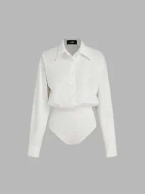  Chemise à Col Solide Bouton à Manches Longues