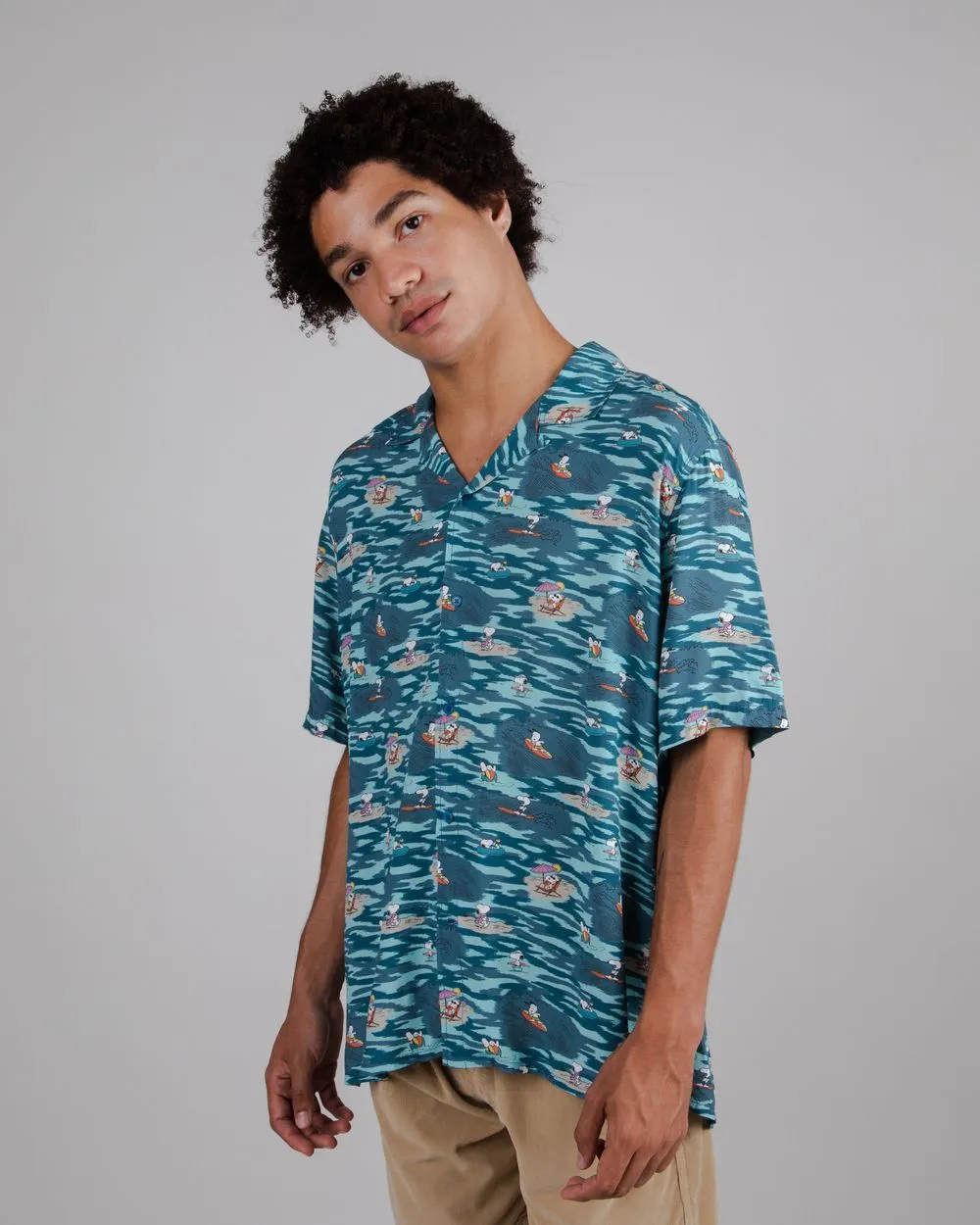 Chemisette en ecovero | multicolore "peanuts coast aloha shirt ocean blue" homme