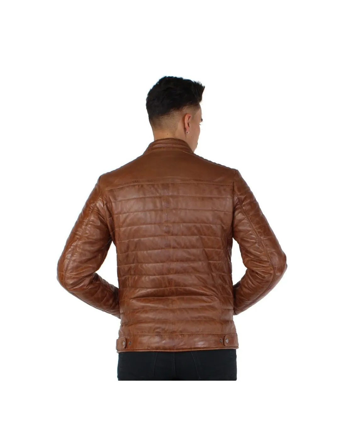 Doudoune Oakwood Gary en cuir ref_cco44543 Cognac