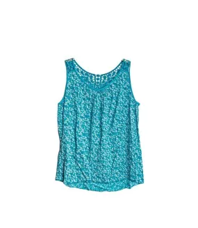 Débardeur femme à bretelle - Blouse motifs fleurs - Bleu turquoise