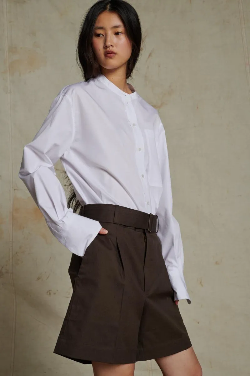 Jupes & Shorts | Femme Soeur SHORT AURELIE Short Taille Haute En Toile Texturée Marron Marron Foncé