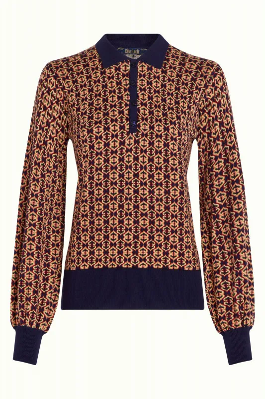 KING LOUIE Polo Bell Top Ripley Evening Blue
