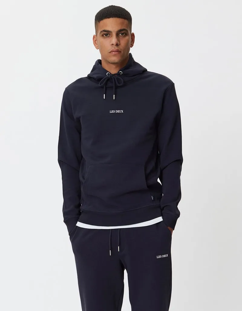 Les Deux - Lens Hoodie Dark Navy/White