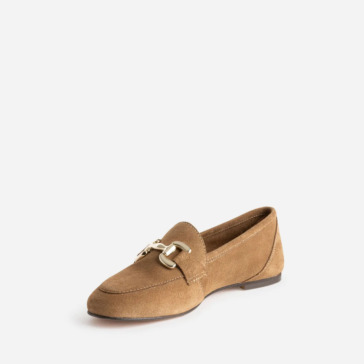 Mocassin beige foncé en cuir velours - Mocassins / Slippers Femme | ERAM