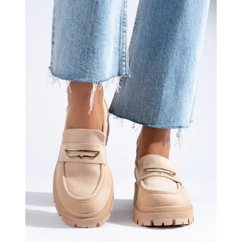 Mocassins en daim beige pour femmes de Shelovet
