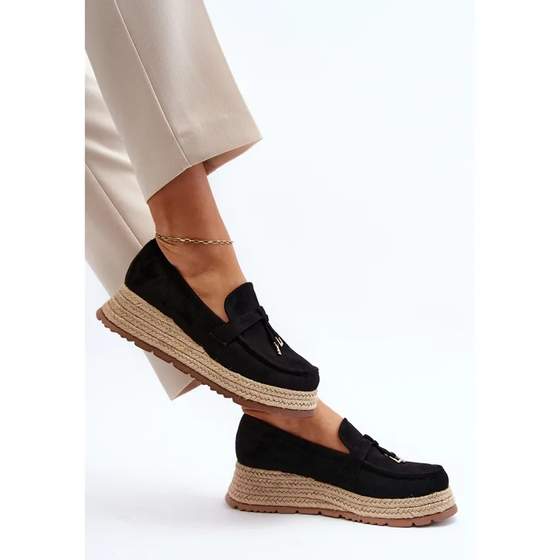 Mocassins pour femmes à semelle tressée, noir Torresia le noir