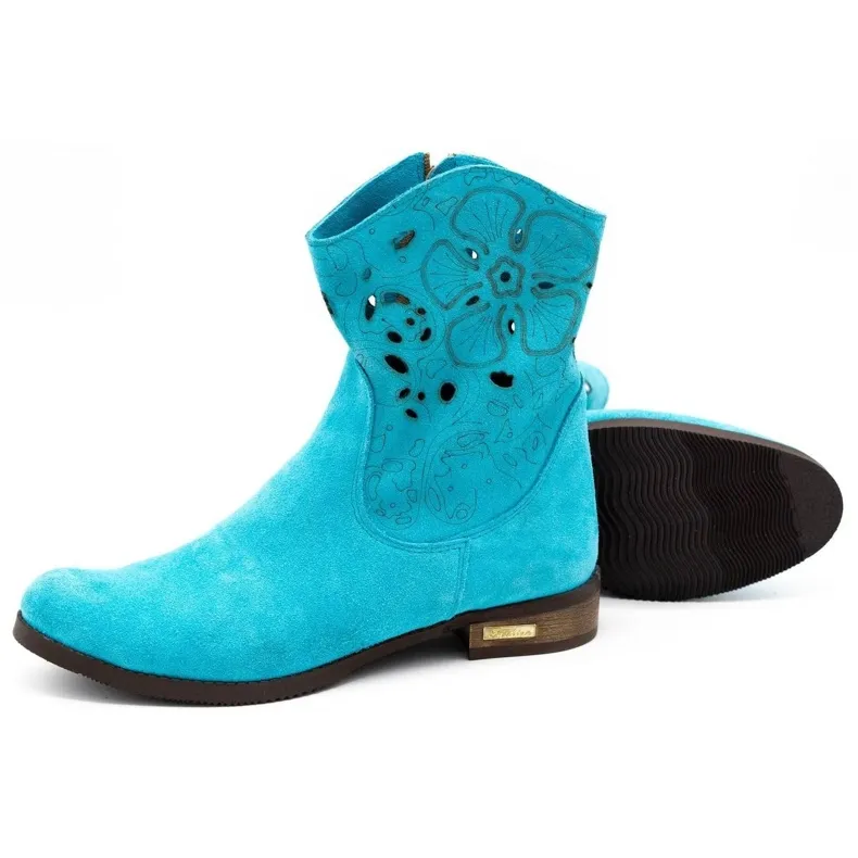 Olivier Bottes ajourées confortables Jess turquoise bleu