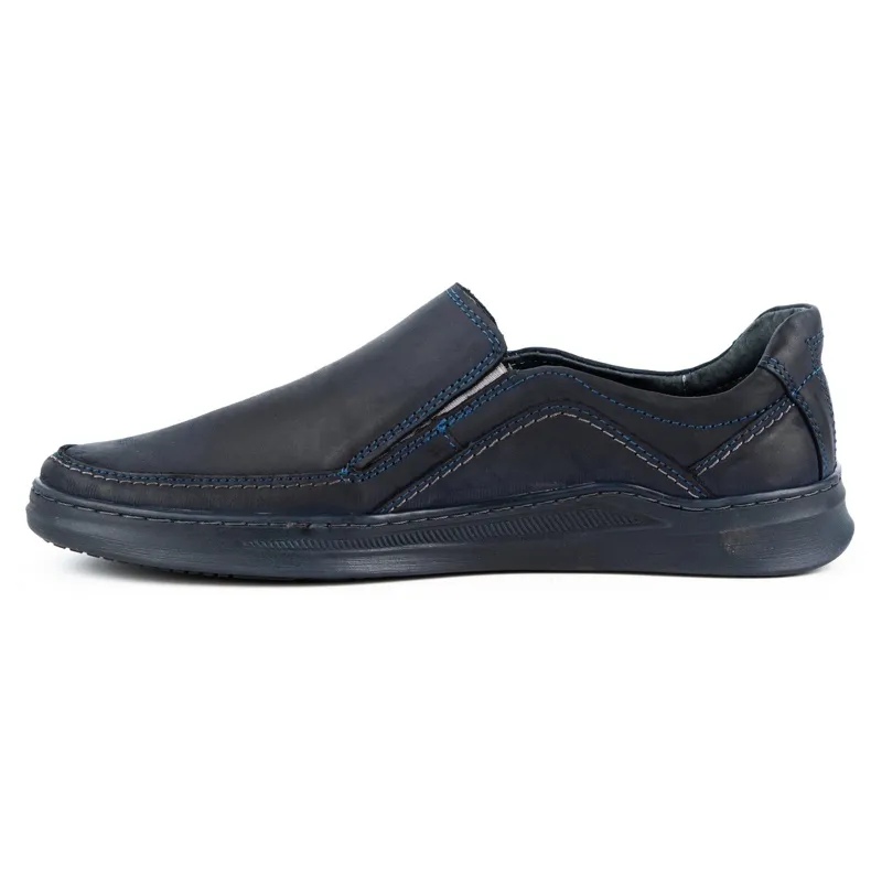 Olivier Mocassins homme en cuir SLIP-ON 216GT bleu marine