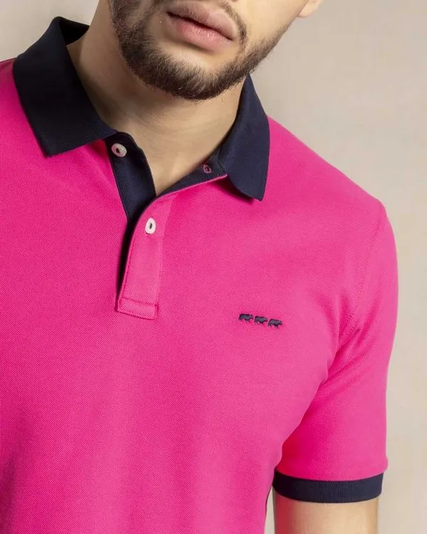 Polo contrasté bubblegum 