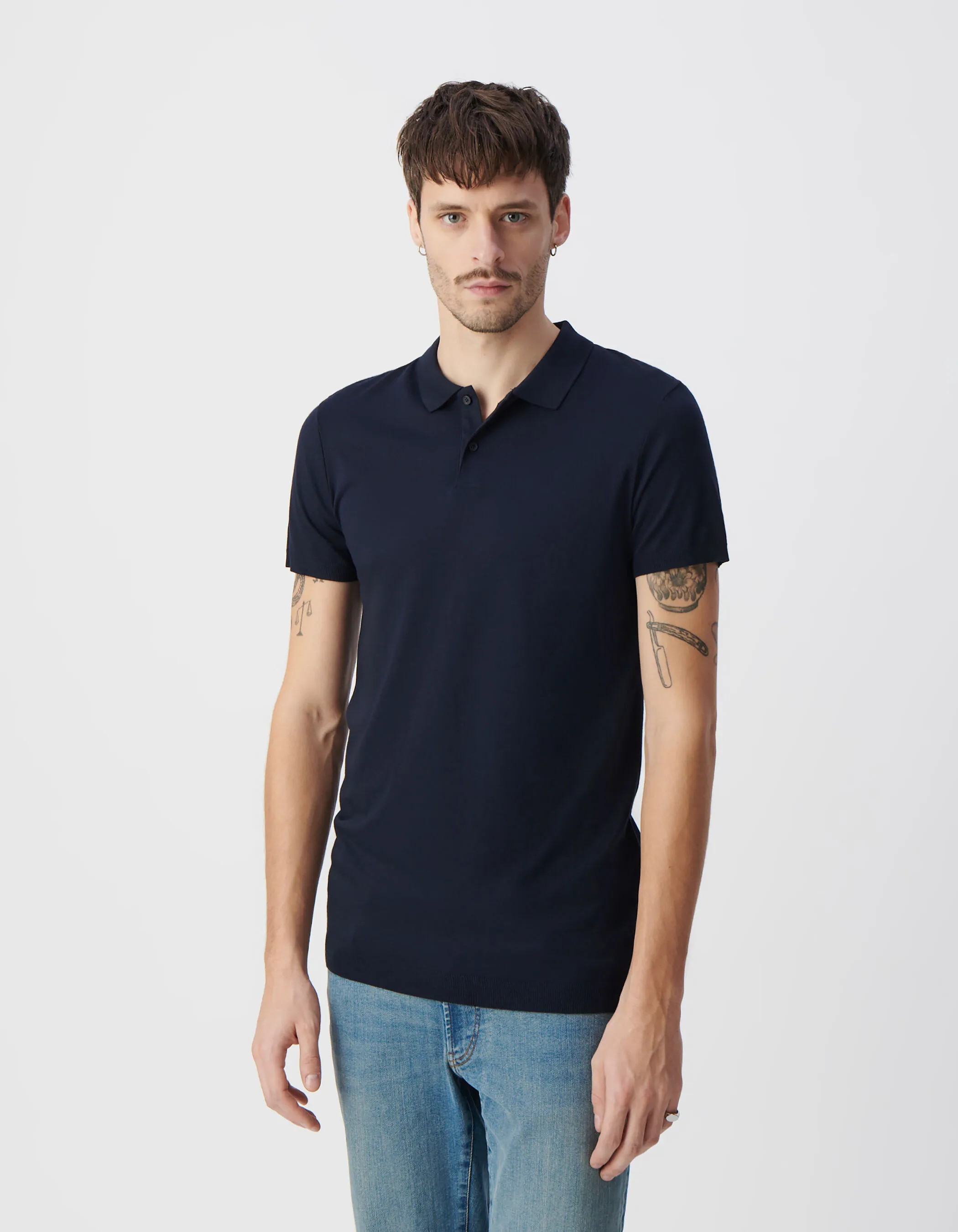 Polo marine en coton modal Homme