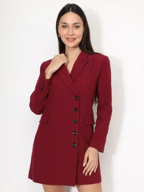 Robe blazer droite à boutons- Bordeaux