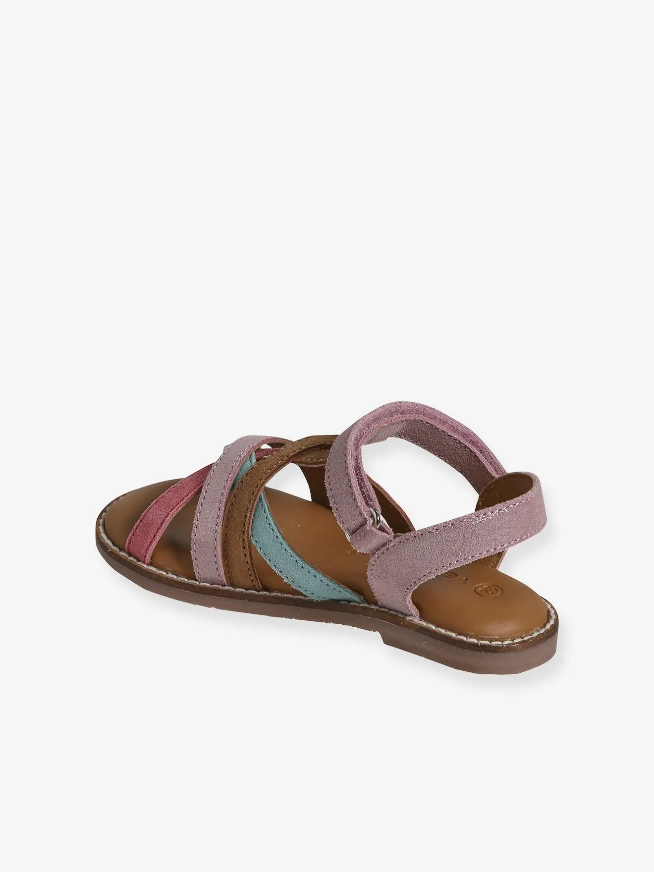 Sandales scratchées cuir enfant multicolore - Vertbaudet