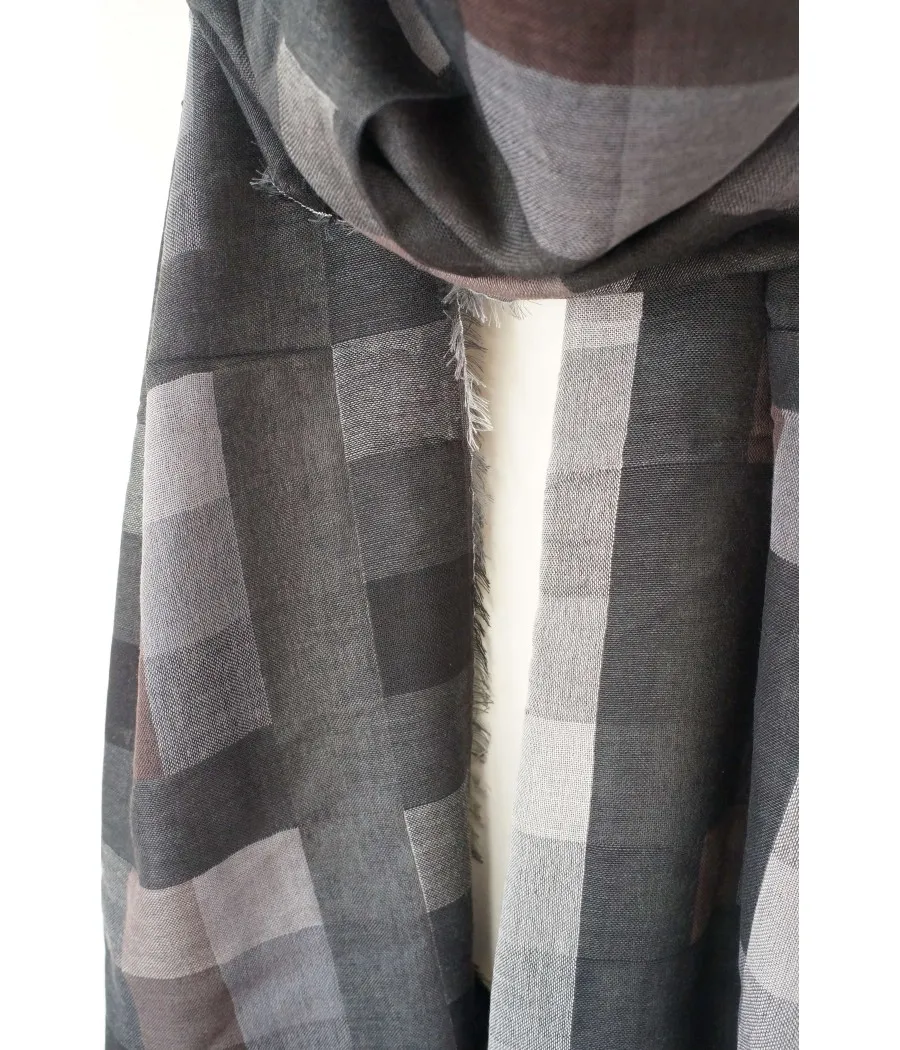 SANTAIA foulard homme classique intemporel carreaux gris et noir