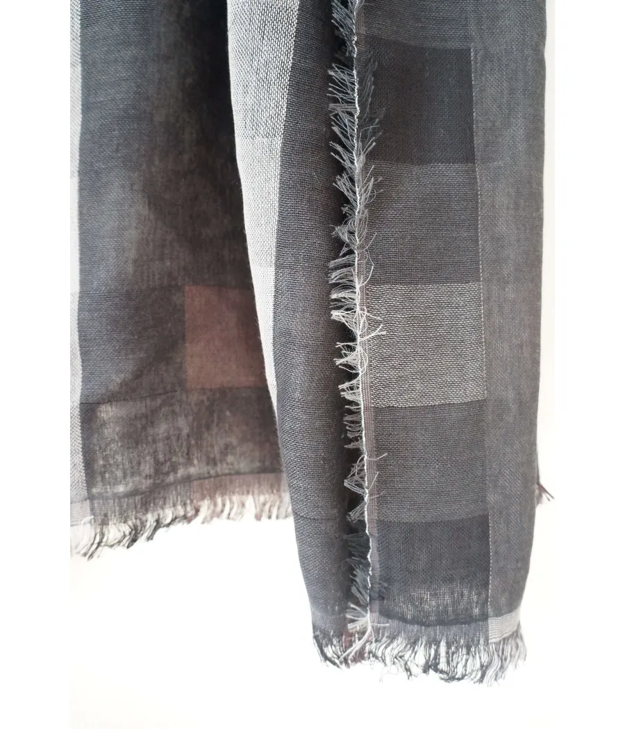 SANTAIA foulard homme classique intemporel carreaux gris et noir