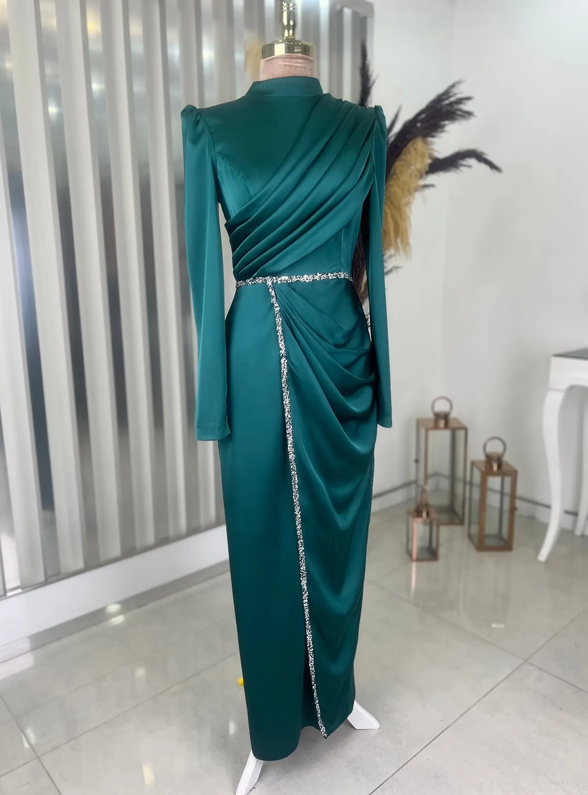 Sare Hijab Evening Dress Emerald Green