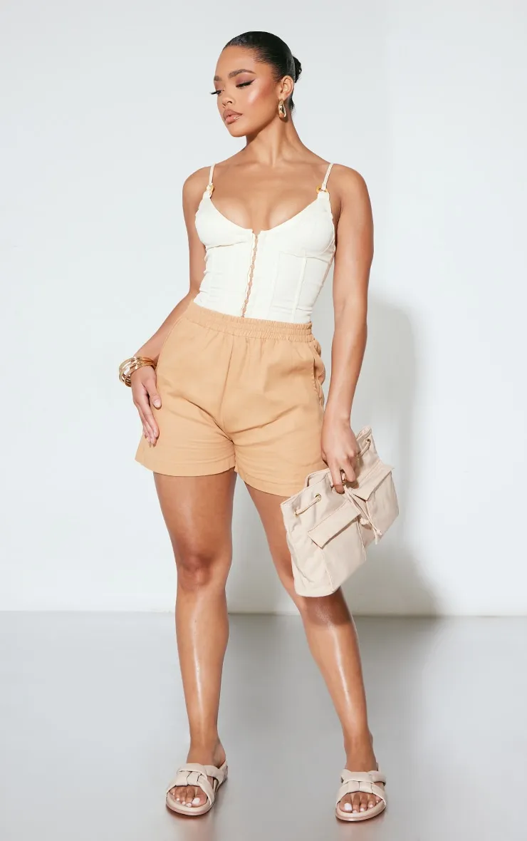 Short de course en maille sergée camel