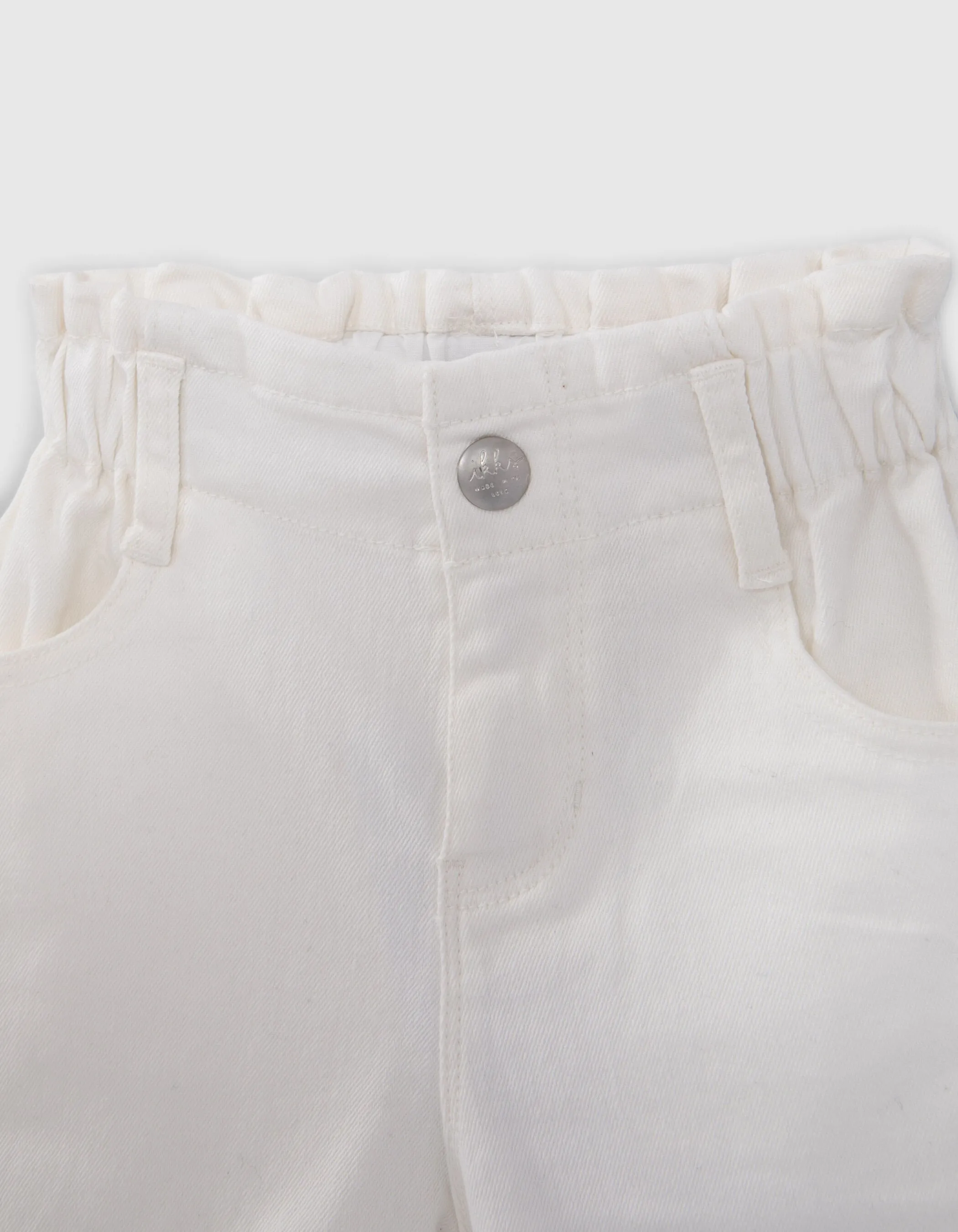 Short en jean écru ganses brodées côtés fille