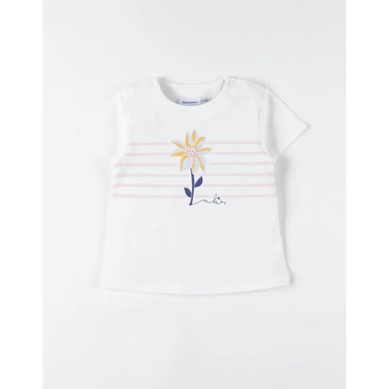 T-shirt manches courtes imprimé fleur blanc - Noukies