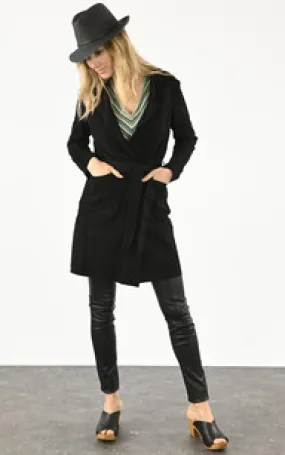Trench cuir velours noir La Canadienne - La Canadienne - Vestes et 3/4 Nubuck et Daim Noir