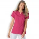 Tunique Médicale Manches Courtes Rose Col Coeur - CLINIC DRESS
