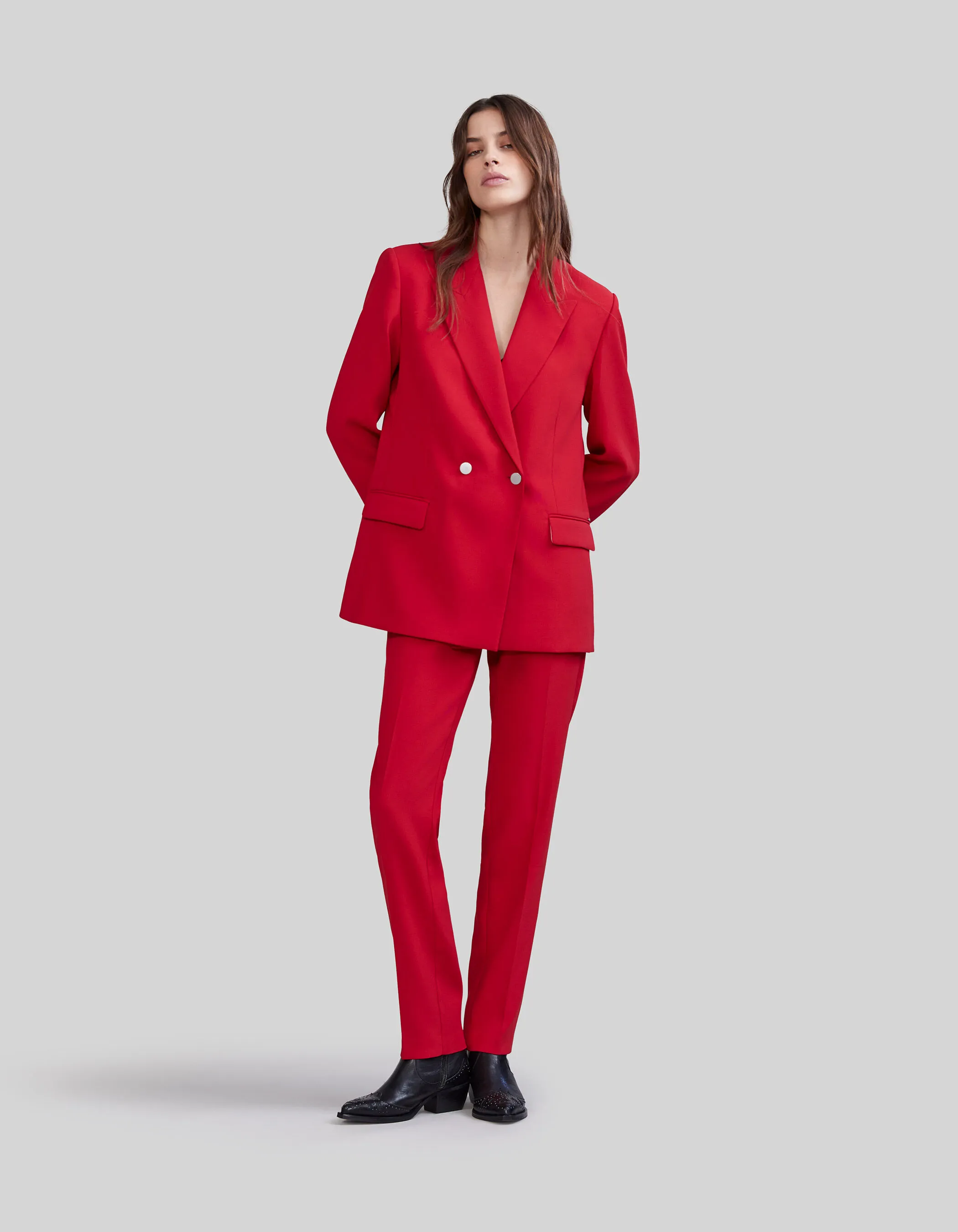 Veste de costume coquelicot croisée Femme