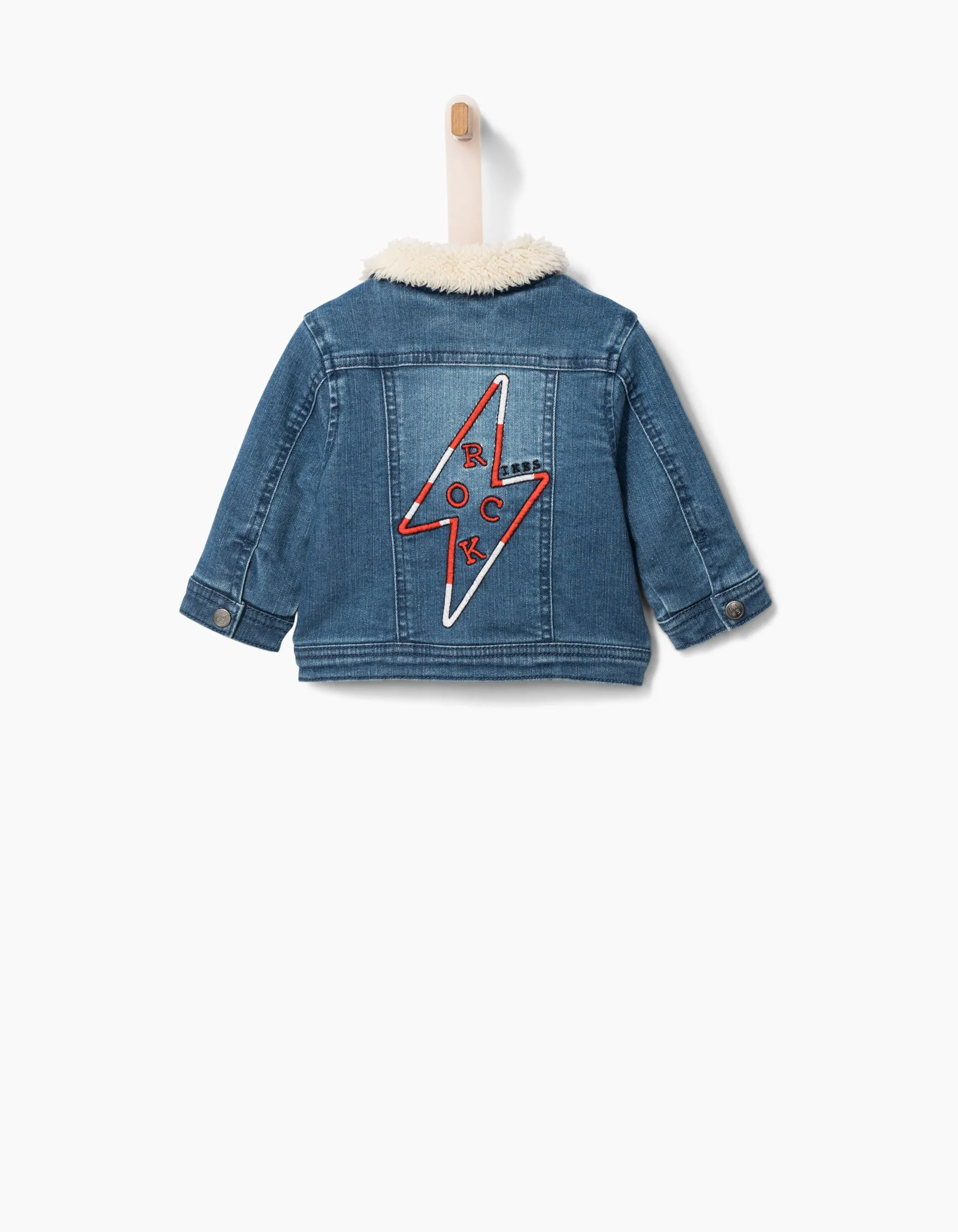 Veste en jean à col sherpa et broderie bébé garçon