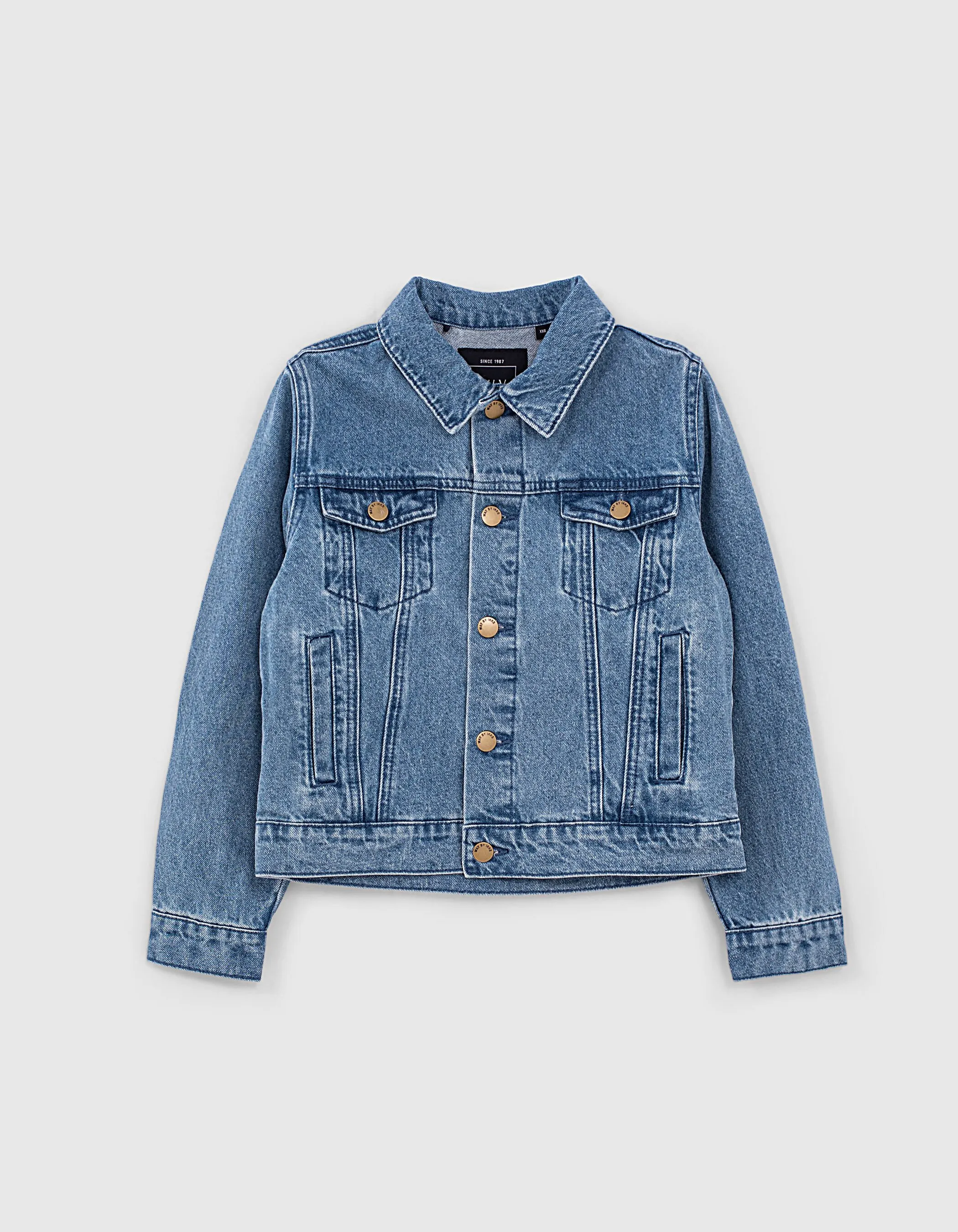 Veste en jean stone blue bio à capuche molleton garçon 