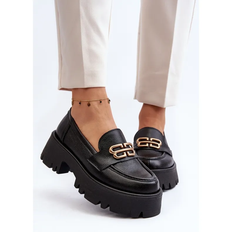 Zazoo 20164 Mocassins pour Femme en Cuir Naturel, Noir le noir