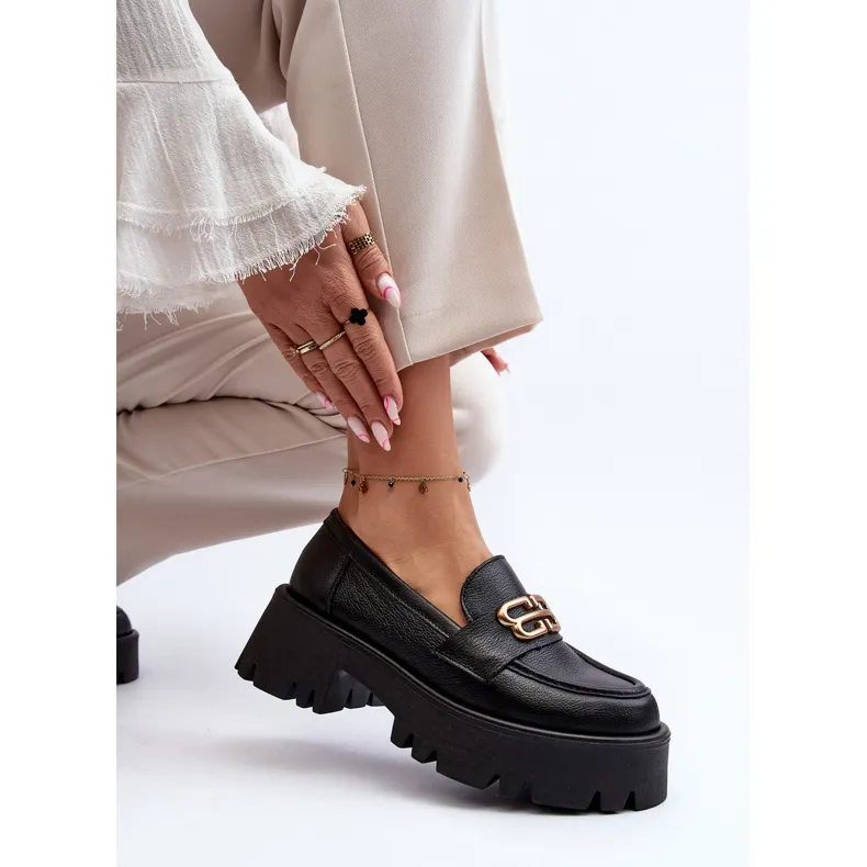 Zazoo 20164 Mocassins pour Femme en Cuir Naturel, Noir le noir